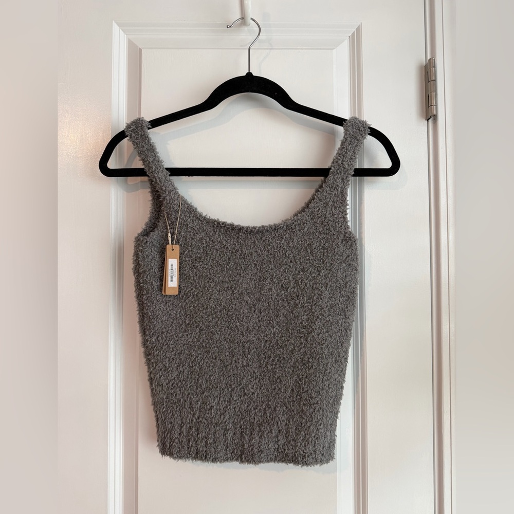 Skims Cozy Knit Tank Smoke Gray NWT Size S/M